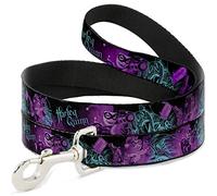 DC Comics Pet Leash, Dog Leash, Harley Quinn Pow Aiming Poses Joker Black Turquoise Fuchsia, 4 Feet Long 0.5 Inch Wide
