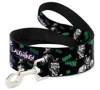 DC Comics Pet Leash, Dog Leash, Joker Die Laughing Haha Black Purple Green, 6 Feet Long 0.5 Inch Wide