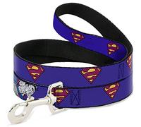 Buckle-Down Pet Leash - Superman Shield Blue - 4 Feet Long - 1" Wide