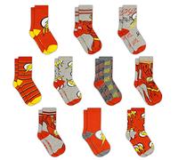 DC Comics Socks for Boys, 10-Pack Boys Socks, Toddler Socks with The Batman, Superman, Wonder Woman, & Flash, Flash, 4-7 Years