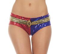 DC Comics Suicide Squad Harley Quinn DELUXE Sequins Panty (Small) Red/Blue
