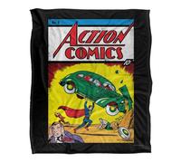 DC comics Superman Action Comics Issue 1 Cover Silky Supersoft Blanket Black/multicoloured (One Size)