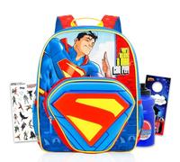 DC Comics Superman Backpack for Boys - Bundle with 14” Justice League Superhero Small Backpack with Water Bottle, Stickers, More | Superman Mini Backpack Set for Kids, Toddlers