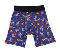 DC Comics Superman Boxer Briefs Men's Logo All Over Print Snug Fit Underwear, Blue, XL