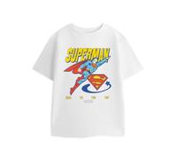 DC Comics Superman Boys White Short Sleeved T-Shirt | Classic Crew Neck Graphic Tee for Everyday Wear | Kids Comic Character Top | Comfortable Fit Merch