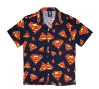 DC Comics Superman Classic Logo Collage Button-Down Shirt Black Large