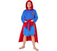 DC Comics Superman Dressing Gown with Cape for Boys & Teens 5-14 Years, Soft Hooded Fleece Loungewear Robe, Gifts for Boys (11-12 Years, Blue/Red)