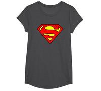 DC Comics Superman Logo Camiseta T-Shirt, Girls, Dark Heather Grey, Medium