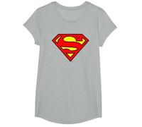 DC Comics Superman Logo Camiseta T-Shirt, Girls, Heather Grey, X-Small