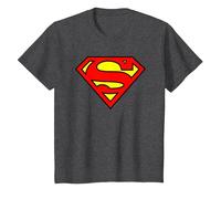 DC Comics Superman Logo Camiseta T-Shirt, Youth, Dark Heather Grey, Small