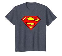 DC Comics Superman Logo Camiseta T-Shirt, Youth, Heather Blue, Small