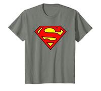 DC Comics Superman Logo Camiseta T-Shirt, Youth, Olive Heather, X-Small