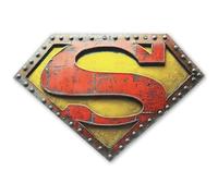 DC Comics Superman Logo Embossed Metal Sign - Iconic Superman Wall Decor for Movie Room or Man Cave