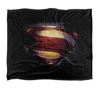 DC comics Superman Man Of Steel Grungy Silky Shield Supersoft Blanket Black/multicoloured (One Size)