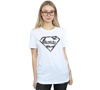 Dc Comics Superman Marble Logo Cotton Boyfriend T-Shirt In White White