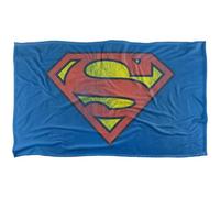 DC comics Superman Retro Logo Distressed Blanket Multicoloured (152Cm X 127Cm)