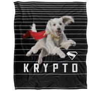 DC comics Superman Silky Lines Krypto Supersoft Blanket Black/white (147Cm X 91Cm)