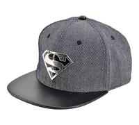 DC Comics Superman Strapback Hat, Adult Baseball Cap with Flat Brim, Grey, One Size, Grey, One Size