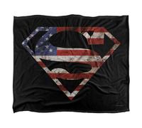DC comics Superman Super Patriot Silky Supersoft Blanket Black/multicoloured (One Size)