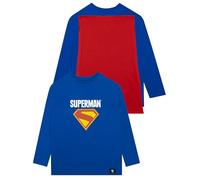 DC Comics Superman T Shirt, Boys Tshirt with Detachable Cape, Boys Long Sleeve T Shirt with Red Cape Blue 9-10 Years