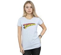 DC Comics Women's Superman Telescopic Crackle Logo Cotton T-Shirt in Grey | Size: XL DC Comics Grey XL