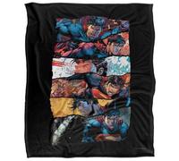 DC comics Superman Torn Silky Collage Supersoft Blanket Black/multicoloured (One Size)