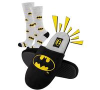 DC Comics The Batman Funny Slippers Men Black Mens Funky Slipper Blue Slides 8.5-10 Batman Slippers + Socks 6.5-10.5