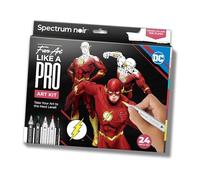 DC Comics the Flash Art Colouring Set - Fan-Art Like a Pro Kit by Spectrum Noir -24 Pieces Including Premium Colouring Book, Art Markers & Liner Pens