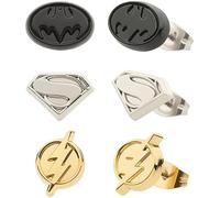 DC Comics The Flash, Batman and Super Girl Logo Earrings Set