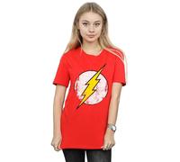 The Flash Distressed Logo Boyfriend Fit Cotton Boyfriend T-Shirt DC Comics Red S
