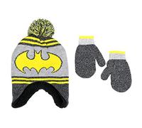 DC Comics Toddler Boy's Knit Batman Cold Weather Hat and Mitten Set, 2-4T