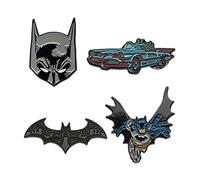DC Comics Unisex Adult Batman Enamel Lapel Pin Set (4 piece), Grey, One Size