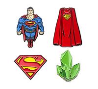 DC Comics Unisex Adult Superman Enamel Lapel Pin Set (4 piece), Blue/Red/Green, One Size, One Size, enamel