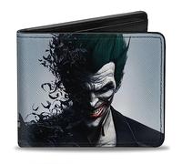 DC Comics Wallet, Bifold, Joker Face Bats Batman Arkham Origins, Vegan Leather, Black, 4.0" x 3.5", Casual