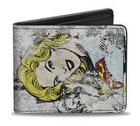 DC Comics Wallet, Bifold, Supergirl Pose Daily Planet Collage White Black Multi Color, Vegan Leather