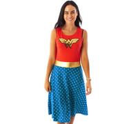 (Red, S) Wonder Woman Costume For Women | DC Comics Cosplay Dress Red OR Blue Options | Ladies Fancy Dress Party Outfit Gifts