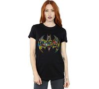 DC Comics Women's Batman Batgirl Logo Collage Boyfriend Fit T-Shirt Black XX-Large