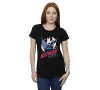 DC Comics Women's Batman Into Action Cotton T-Shirt in Black | Size: Small DC Comics Black S