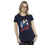 DC Comics Women's Batman Into Action Cotton T-Shirt in Navy | Size: Small DC Comics Navy S