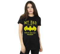 DC Comics Women's Batman My Dad Is A Superhero Cotton Boyfriend T-Shirt in Black | Size: 5XL DC Comics Black 5XL
