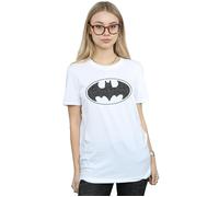 DC Comics Women's Batman One Colour Logo Cotton Boyfriend T-Shirt in White | Size: 3XL DC Comics White 3XL