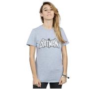 DC Comics Women's Batman Retro Crackle Logo Cotton Boyfriend T-Shirt in Grey | Size: Small DC Comics Grey S