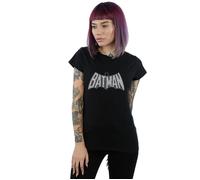 DC Comics Women's Batman Retro Crackle Logo Cotton T-Shirt in Black | Size: Medium DC Comics Black M