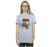 DC Comics Women's Batman & Robin Cotton Boyfriend T-Shirt in Grey | Size: 2XL DC Comics Grey 2XL