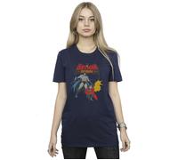 DC Comics Women's Batman & Robin Cotton Boyfriend T-Shirt in Navy | Size: 2XL DC Comics Navy 2XL