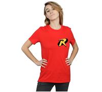 DC Comics Women's Batman Robin Logo Cotton Boyfriend T-Shirt in Red | Size: XL DC Comics Red XL