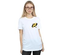 DC Comics Women's Batman Robin Logo Cotton Boyfriend T-Shirt in White | Size: 2XL DC Comics White 2XL