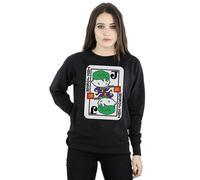 DC Comics Women's Chibi Joker Playing Card Sweatshirt in Black | Size: Small DC Comics Black S