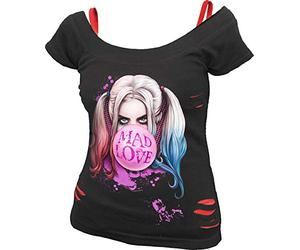 DC Comics Women's F711 - Tops Short Sleeve T Shirt, Black & Red, XL UK