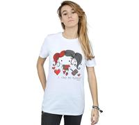 DC Comics Women's Justice League I Love My Puddin´ Cotton Boyfriend T-Shirt in White | Size: 3XL DC Comics White 3XL